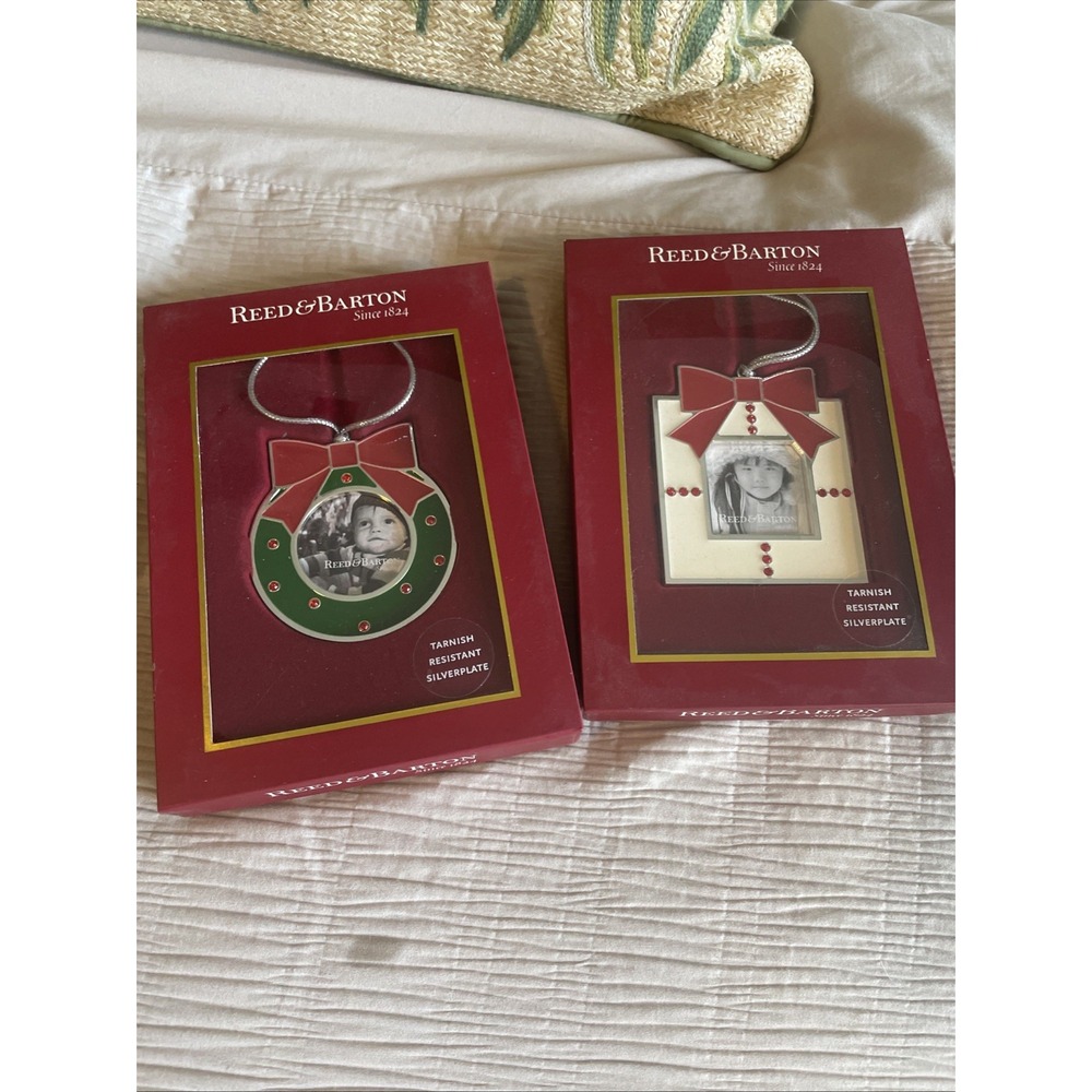 Reed & Barton Christmas Gift Wreath Ornaments Tarnish-Resistant Silverplate NEW‎